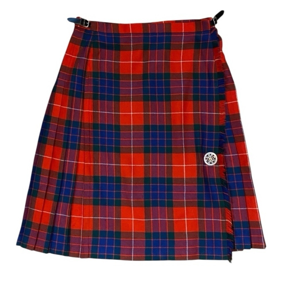 Vintage Scottish Plaid Red Wool Tartan Plaid Classic Traditional Skirt Kilt Sz M - Picture 3 of 17